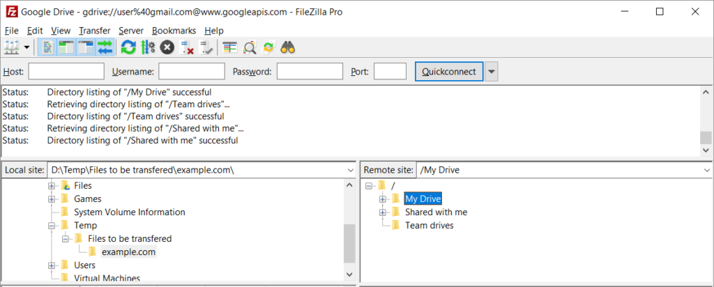 how to see filezilla login info