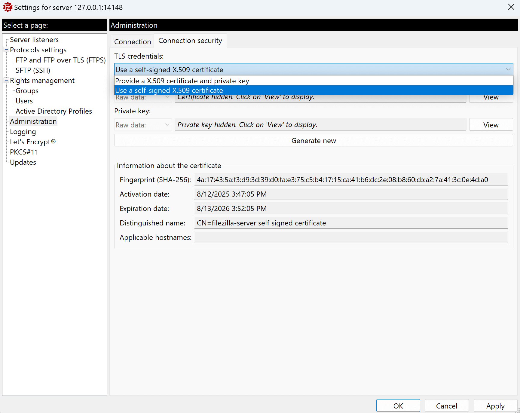 Setting Up Connection Security - FileZilla Pro