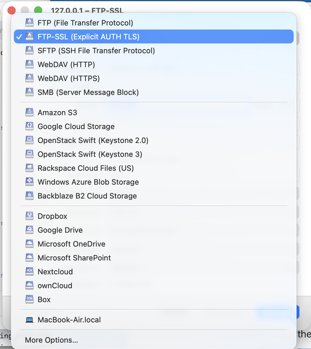 Mountain Duck Interface