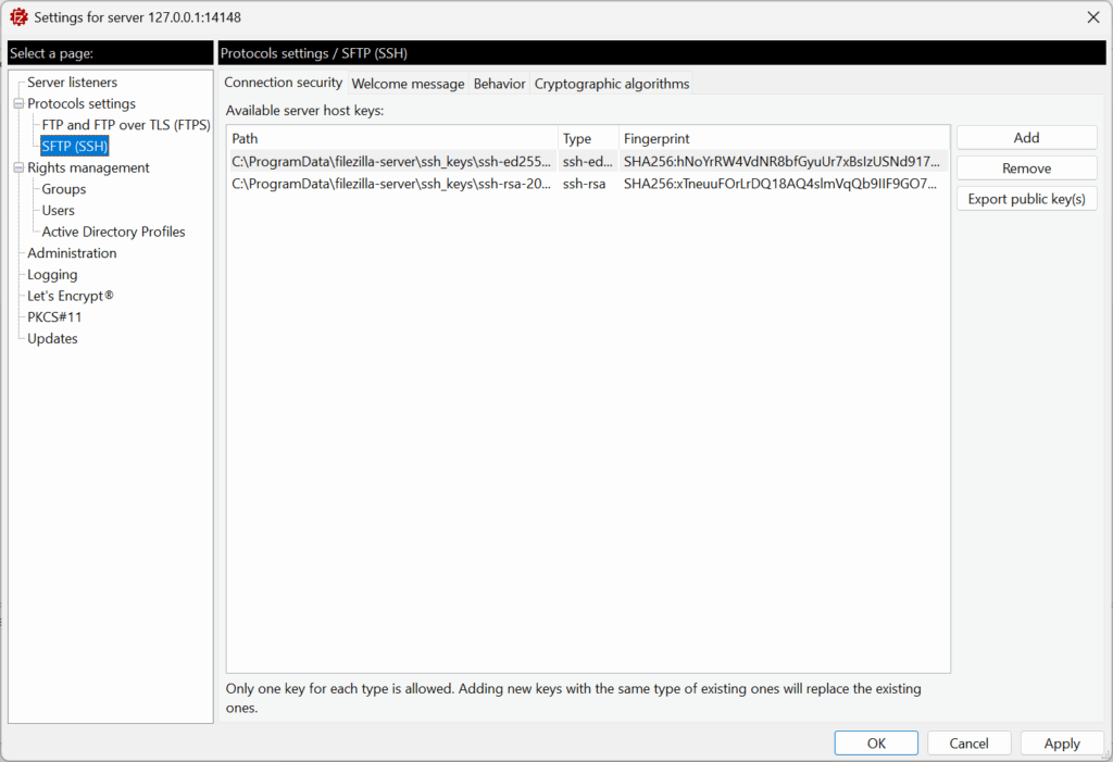 FileZilla Pro Enterprise Server interface